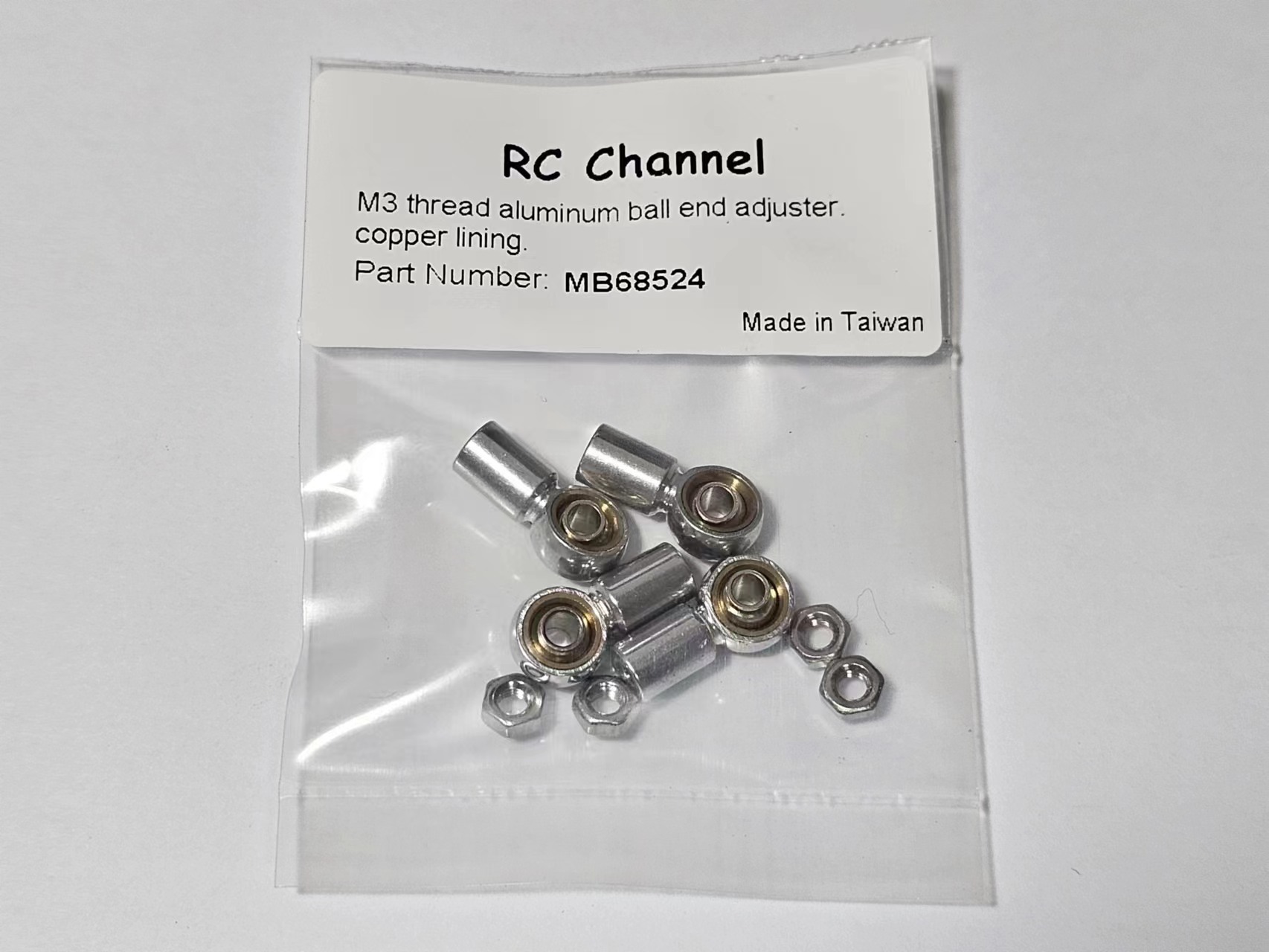 M3 thread aluminum ball end adjuster with copper lining.